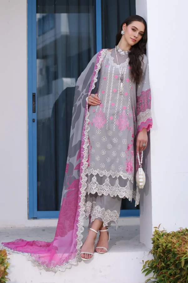 Pakistani Luxury Embroidered Granite x Rouge Unstitched Three Piece - Image 2
