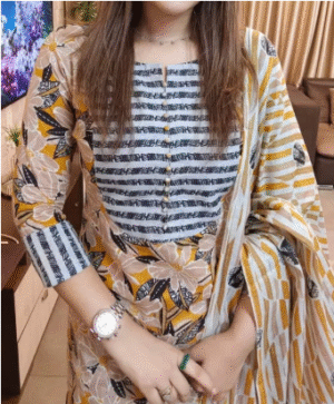 Unstitched Exclusive, Fashionable, Stylish and Comfortable, High Quality Cotton Three Piece [3 Piece]