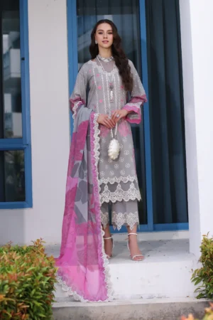Pakistani Luxury Embroidered Granite x Rouge Unstitched Three Piece